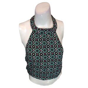 Women Black/Turquoise Halter Top